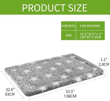 EMPSIGN Dog Bed, Medium-Sized Dogs, Washable Dog Cushion (Cool and Warm), High-Density Foam Dog Mat for Cages, Grey, 76x51x2.8cm (XXXL (137*84*2.8cm))