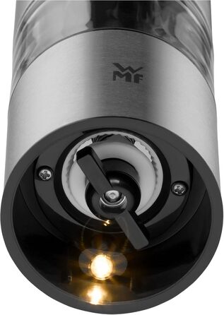 Електричний млин для солі та перцю WMF 21 см, LED підсвітка, керамічний механізм, нержавіюча сталь та скло