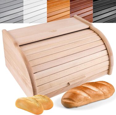 Дерев'яний хлібний ящик Creative Home | 38 x 28,5 x 17,5 см | Для хліба, булок, випічки | З відкидним кришкою | Натуральний хлібний контейнер для кухні
