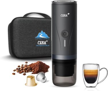 CERA+ Electric Portable Espresso Machine, Self-Heating in 3-4 Minutes, with Portable Bag.