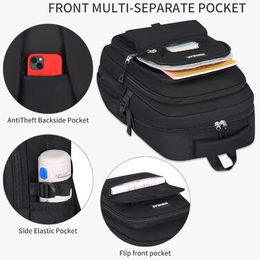 Чорний шкільний рюкзак для дівчат та жінок: стильний, місткий, для навчання та повсякденного використання