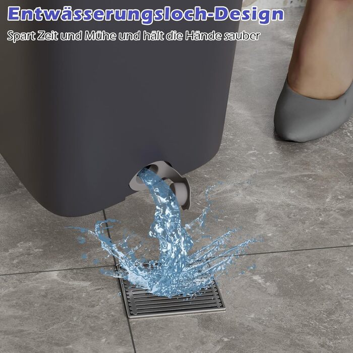 Набір для миття підлоги з відром, 2 в 1: моп з відром та функцією віджиму, з регульованою ручкою з нержавіючої сталі та 6 мікрофібровими насадками, підходить для плитки та ламінату (сірий + зелений)