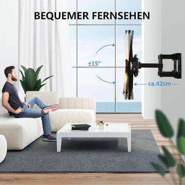 Кріплення для телевізора Ribelli® Schwenkbar Neigbar: поворотне та нахилене, VESA 600x400mm, для телевізорів та моніторів 32-84 дюймів, до 50 кг, підходить для Flat та Curved моделей
