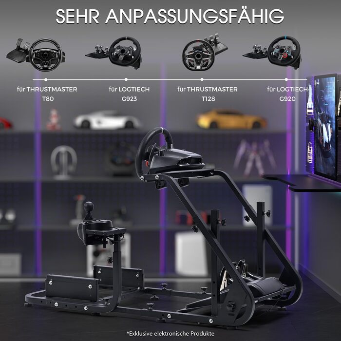 Ігровий кокпіт-симулятор Minneer Racing Simulator Cockpit для керма Logitech G923, G29, G920 та Thrustmaster T248, T300RS, регульована висота (педалі не входять)