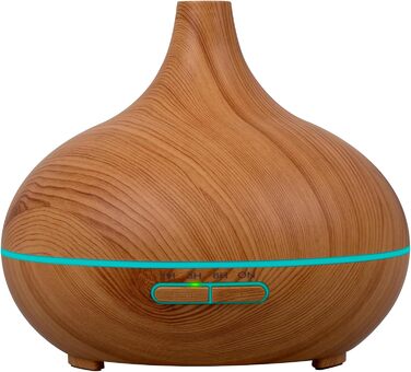 Дифузор аромату 300мл - ультразвуковий зволожувач повітря з 14 кольорами LED-підсвічування та таймером, ароматерапія, для ефірних олій (натуральний)