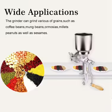 Manual Grinder, Table Clamp Corn Mill Grain Mill, Manual Mill Manually with Large Cast Iron Hopper for Grains, Seeds, Coffee, Corn, Pepper, Nuts 43 x 28 x 16 cm