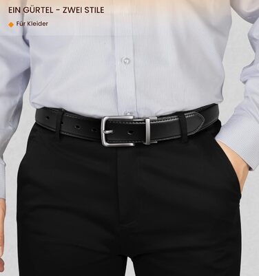 Чоловічий шкіряний ремінь BULLIANT, двосторонній, 31 мм, для бізнесу, костюма та джинсів, чорний/світло-коричневий, регульований, 105 см