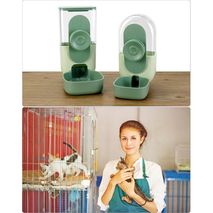 Автоматичний годівниця та поїльник для дрібних тварин QWORK® 870ml/800ml, для їжаків, кроликів, котів, собак
