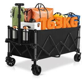 Візок складаний Favoyard XXL 220л, вантажопідйомність 163кг, чорний - для кемпінгу, саду, покупок