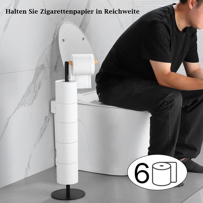 Тримач туалетного паперу YIGII без свердління, нержавіюча сталь, щітка, самоклеючий, для ванної кімнати та кухні (чорний)