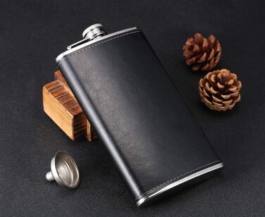 Фляга з імітацією крокодилячої шкіри, нержавіюча сталь, 510 мл, для віскі та лікеру, обгорнута в PU-шкіру, TANEAXON