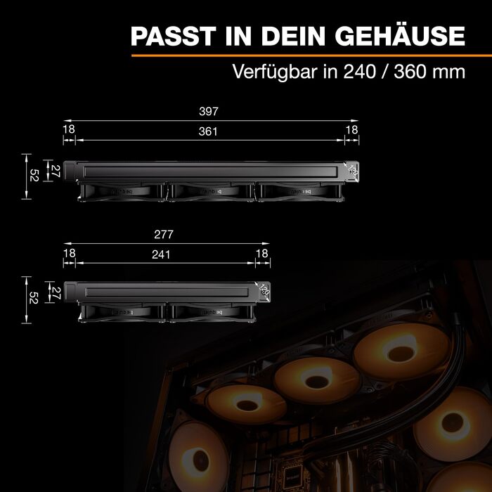 Система водяного охолодження be quiet! Pure Loop 3 LX 360mm для AMD/Intel - 240мм, 2x 120мм вентилятори