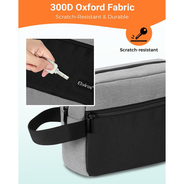 Чоловіча дорожня туалетна косметичка, водонепроникна, з кишенею для гоління та ручкою, органайзер для косметики, спортзал, душ, ванна кімната, подарунок для чоловіків, чорно-сіра