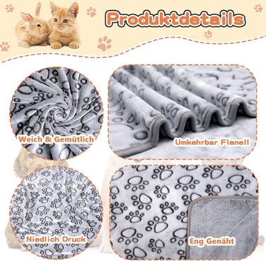 3 шт. м'яка ковдра для собак, котів, 110x80 см та 80x100 см, сіра. Практична, миюча, для дому та подорожей.