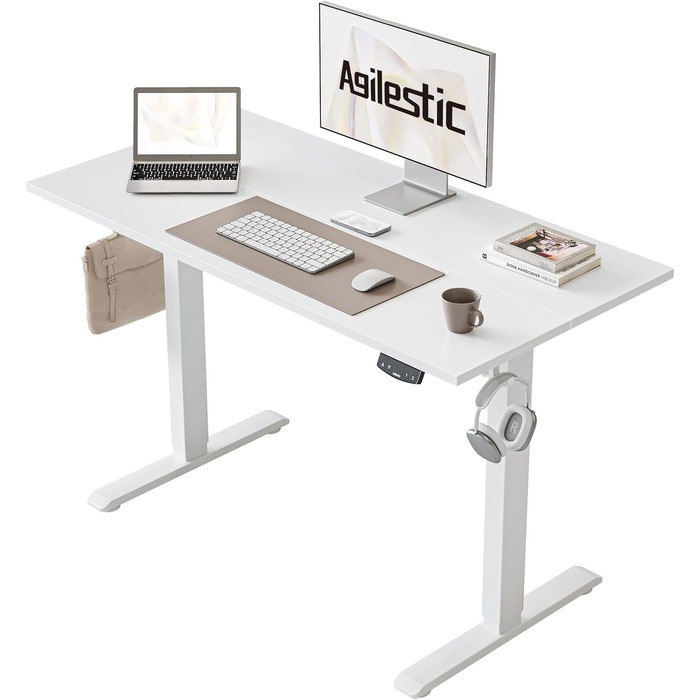 Електричний стіл Agilestic 120x60 см, регульований по висоті, з пам’яттю, білий, ергономічний комп’ютерний стіл для сидіння й стояння