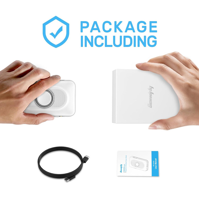 Power Bank 5-в-1 з 2 кабелями, 10000 mAh, магнітна бездротова батарея з кріпленням та підставкою, швидка зарядка, зовнішній акумулятор для iPhone 16/15/14/13, iWatch, подорожі, кемпінг, на вулицю