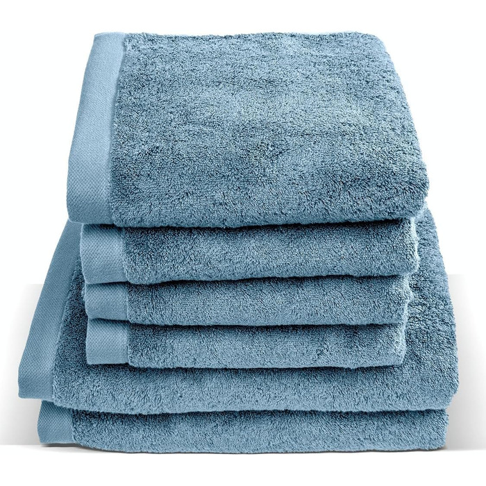 Herzbach Home Towel Set 100% Cotton - Soft & Absorbent - Blue
