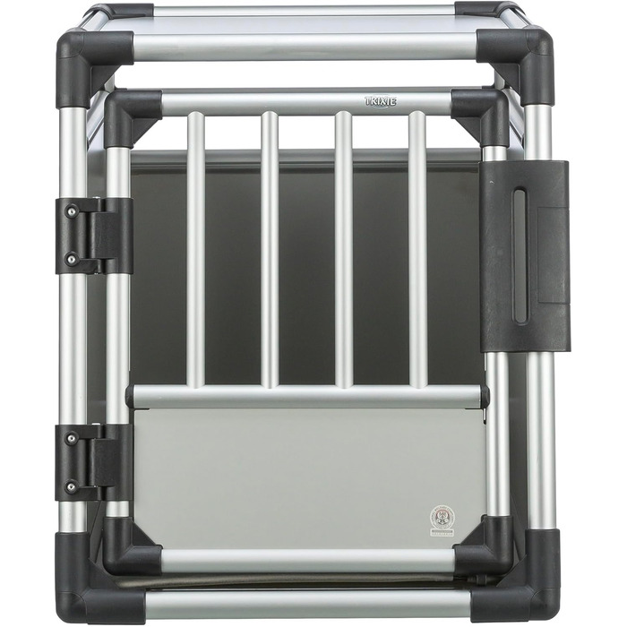 Тріксі переносна клітка для собак, алюміній, срібна, розмір M (53x61x74 см) - стабільна, тиха, з безпечним замком та неслизьким килимком