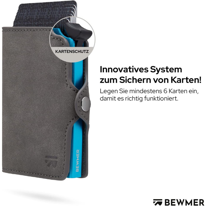 BEWMER Елегантне шкіряне картхолдер/портмоне преміум-класу | RFID-захист | Для жінок та чоловіків (Темно-синій)