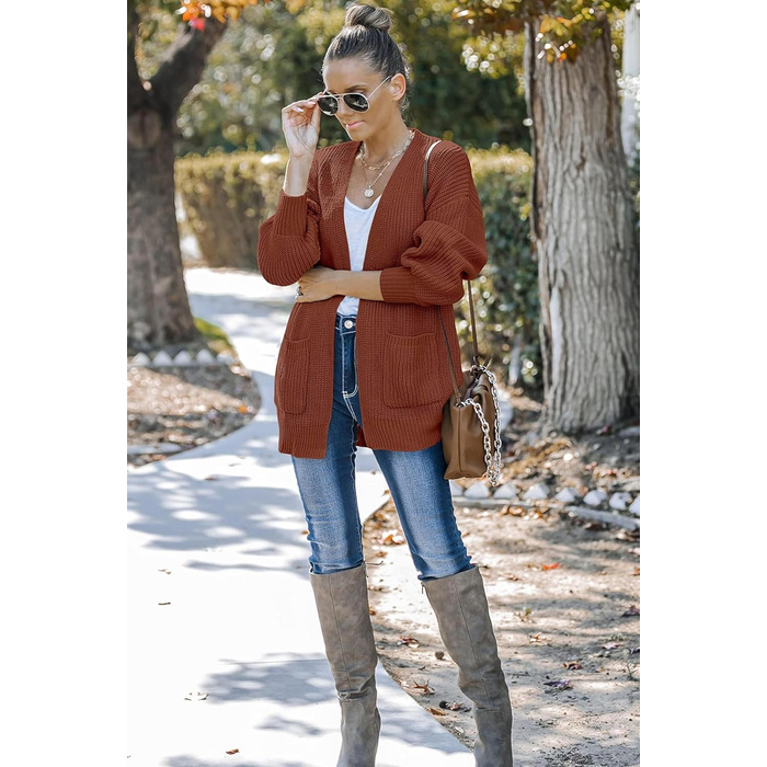 Жіночий в'язаний кардиган оверсайз з відкритим передом, велика в'язка, теплий, кавового кольору, довгі рукави, осінь