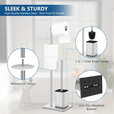 Тримач туалетного паперу з щіткою для унітазу YUET, гальванічне покриття, сріблястий