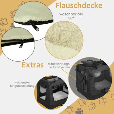 Складана переносна сумка-переноска для собак та котів Petigi (Чорний, L 70x52x51 см)