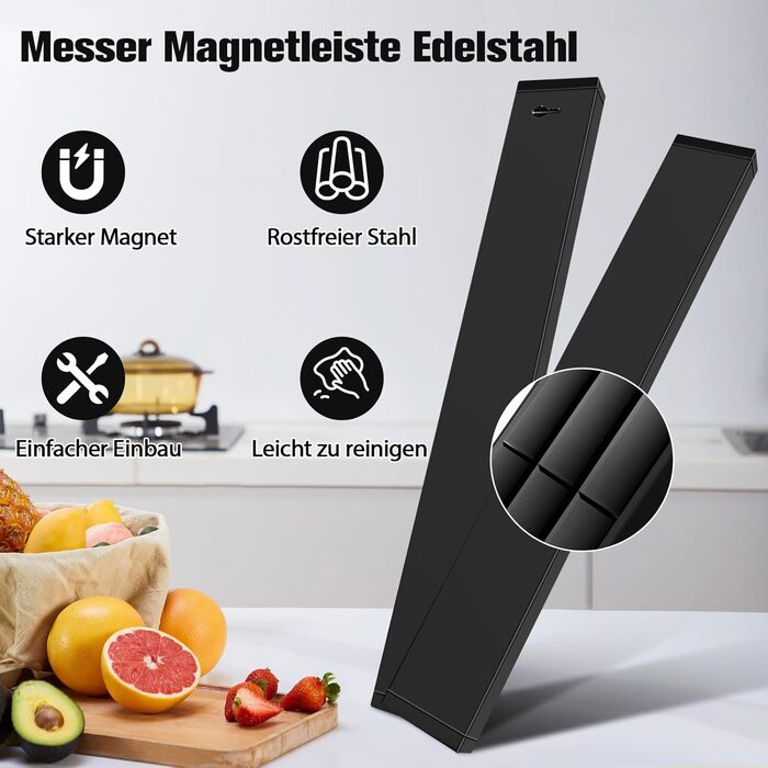 Magnetic Knife Strip 50cm, Stainless Steel Magnetic Knife Holder, Magnetic Knife Holder Screw, Self-Adhesive Magnetic Strip for Knives and Utensils