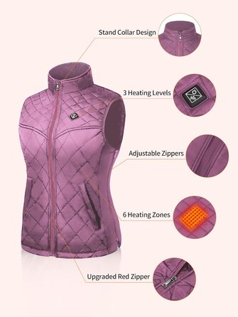 Обогревна жилетка з акумулятором 12000Ah, жилетка з 5 зонами обігріву (L, фіолетовий)