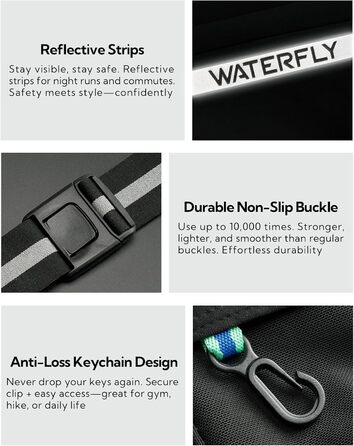 Поясна сумка для бігу Waterfly: поясна сумка для бігу, тренувань, фітнесу з 4 кишенями для телефону, чоловіча та жіноча