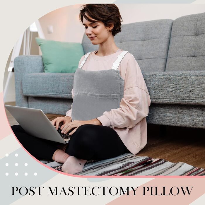 Suzile Mastectomy Pillow After Surgery, Breast Pillow for Breast Cancer, Mastectomy Pillow for Mastectomy, Recovery and Breast Reduction, Gifts for Women (gray)