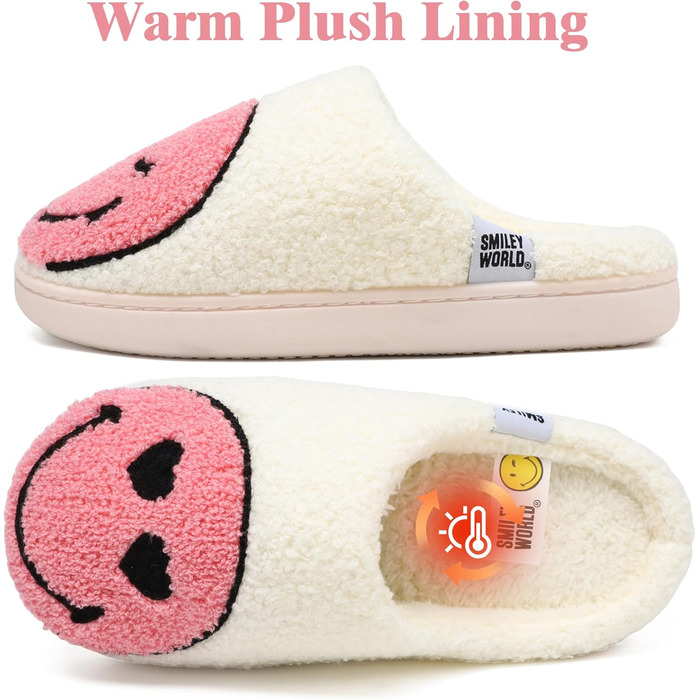 Жіночі домашні тапочки Smilley, чоловічі тапочки з плюшем, Memory Foam, теплі зимові тапочки для дому, рожеві, 36/37 EU
