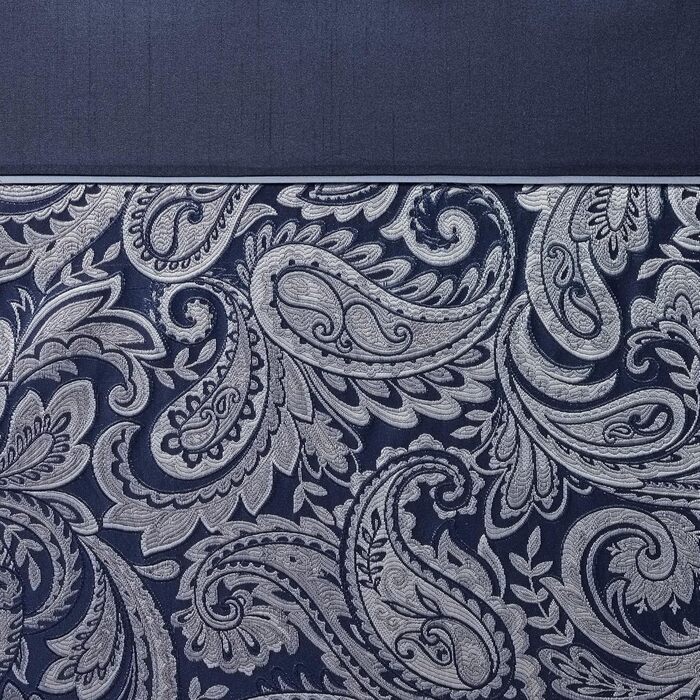 Шторка для ванни Madison Park Aubrey з візерунком Paisley, жаккард, мікрофібра, 182.9 x 182.9 см, темно-синій