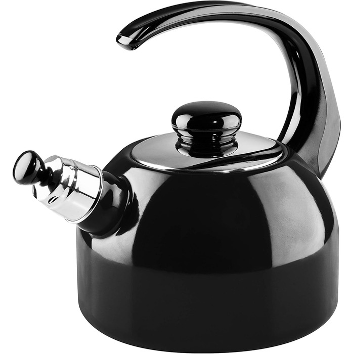 Riess, 0543-022, Flute Kettle Plus, CLASSIC- BLACK ENAMEL, 2 Liters, Diameter 18 cm, Enamel, black, Induction