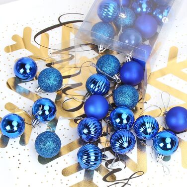 Набір ялинкових прикрас 36 шт, кульки для ялинки з пластику 4 см, блакитні