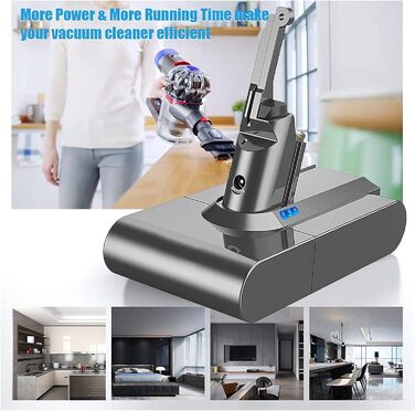 Акумулятор для пилососа Dyson V8 (6.0Ah) – замінник оригінального акумулятора Dyson V8, сумісний з моделями Absolute, Animal, Filter, Motorhead, Fluffy, V8-1