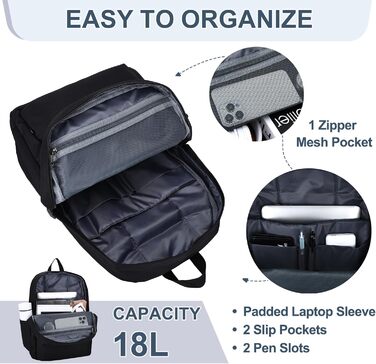 Рюкзак RAVUO для чоловіків та жінок, 15.6 дюймів, водонепроникний, для підлітків, шкільний, туристичний, чорний