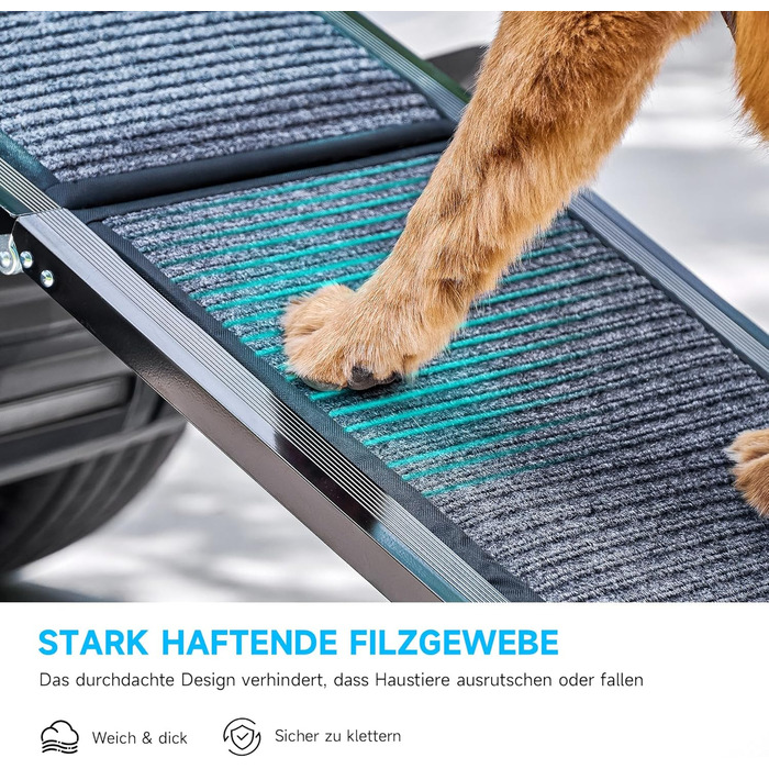 Східці для собак CO-Z, розкладні, 160 см, для собак до 90 кг, з антиковзким покриттям, підходять для всіх авто