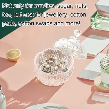 Контейнер для ватних паличок та дисків 2 шт. Прозорий скляний органайзер для ванної кімнати та туалетного столика