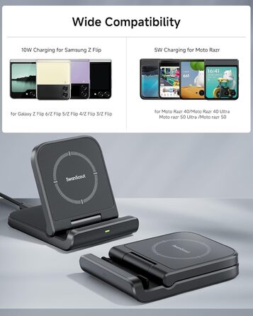 Бездротова зарядка SwanScout для Samsung Galaxy Z Flip 7/7 FE, 6/5/4/3 та Moto Razr 60/50/40 (Ultra), SwanScout 501S (чорний)