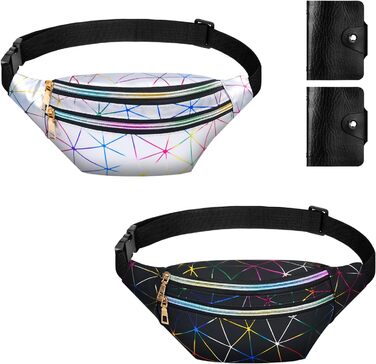 Спортивна поясна сумка Flintronic: світловідбиваюча, водонепроникна, з відділенням для карт. Ідеальна для подорожей, піших прогулянок, велоспорту та активного відпочинку. Комплект 2 шт (чорний + сріблястий)