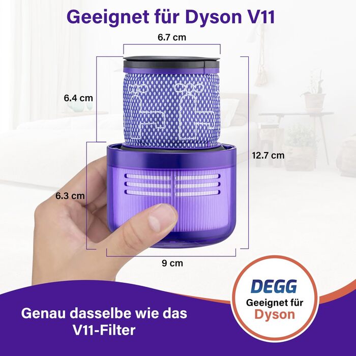 Фільтр HEPA для пилососа Dyson V11 та V15 від DEGG, комплект 2 шт.