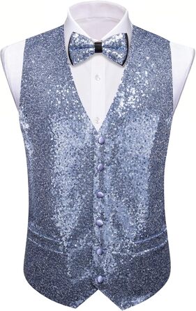 Блакитна жилетка для чоловіків Barry.Wang з паєтками, метеликом, комплект, блискуча, для вечірок, фестивалів, дискотек, випускного, XL