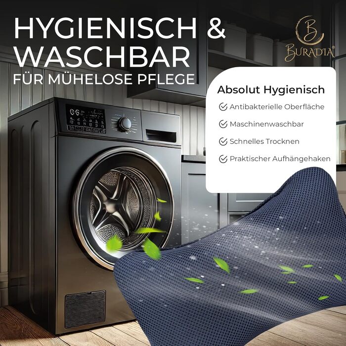 Подушка для ванни з сіткою для прання - Максимальний комфорт та розслаблення з технологією Air Mesh. Подушка для ванни з 4 міцними присосками. Підтримка шиї та голови (Темно-синій)