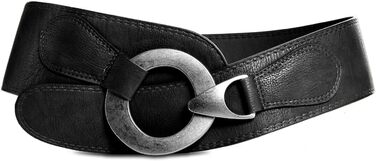 Жіночий широкий ремінь Caspar GU243 з крутою металевою пряжкою, чорний, 105 см