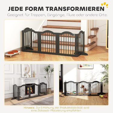 Захисний бар'єр для собак PawHut 5-секційний, 261,5 x 61 см, розкладний, з дверцятами, білий