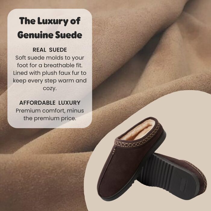 Dearfoams чоловічі тапочки-клоги з замші для дому та вулиці (43 EU, Кофе 2)