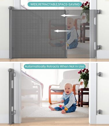 Захист для дитячих воріт Nalezuns, висувний, 0-180 см, сірий, для дітей