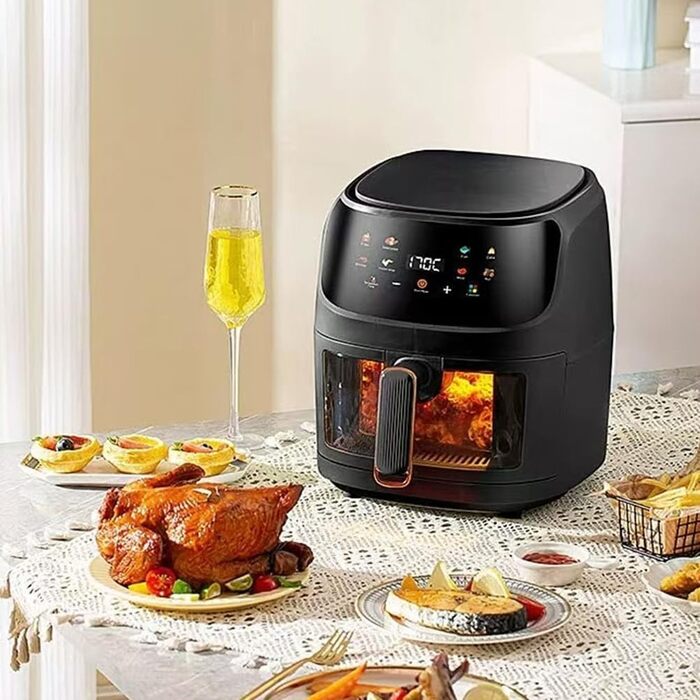 Аерофритюрниця 2400 Вт, 8 л, 8 програм, LED-сенсорний екран, чорна