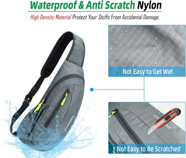 Водонепроникна сумка через плече з нейлону Gisdanchz - рюкзак-грудна сумка для спорту, подорожей (сірий, 41*21*10 см)
