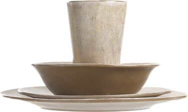 Набір посуду Gibson Home Woodlands, 16 предметів, меламін, пластик, для 4 осіб, з елементами дерева